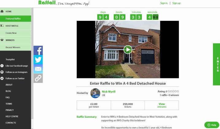 Win a Detached House with Orangery near Wakefield Yorkshire