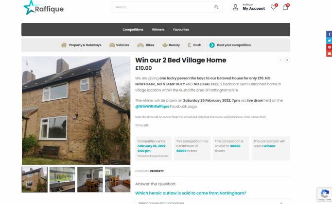 Win a House with Two Bedrooms in Rural Nottinghamshire